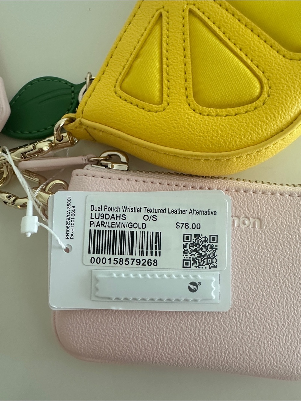 lululemon athletica Pink Card Pouch with Yellow Citrus Coin Purse and Pink Strap - Picture 3 of 7